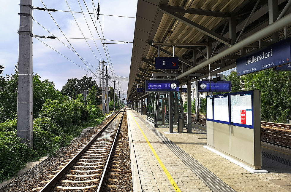 Der Bahnhof Jedlersdorf ist in Gehweite des Mischek Wohnbauprojekts in der Ödenburger Straße 12.