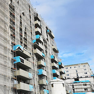 Auf der Baustelle entstehen insgesamt 63 freifinanzierte Mischek Eigentumswohnungen.