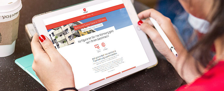 Der Mischek Wohnungskonfigurator dient zur Auswahl besonderer Ausstattungswünsche und Materialien.