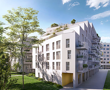 Mischek's Living Point No. 12 bietet provisionsfreie Eigentumswohungen in Wien 21.