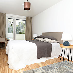 Mischek Muster-Eigentumswohnung im Wohnbauprojekt HOCHH(IN)AUS in der Biotope City am Wienerberg.