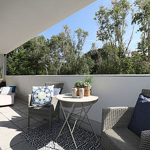 Mischek Muster-Eigentumswohnung im Wohnbauprojekt HOCHH(IN)AUS in der Biotope City am Wienerberg.