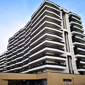 Die sich in Bau befindliche Wohnhausanlage HOCHH(IN)AUS - Ein grünes Juwel am Wienerberg im November 2019.