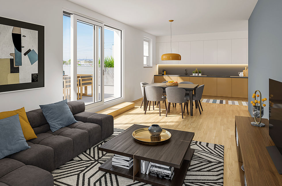 Alle Mischek Eigentumswohnungen im Neubauprojekt Garten-Städtchen-22 in Wien Donaustadt verfügen über die Mischek Line Ausstattung.