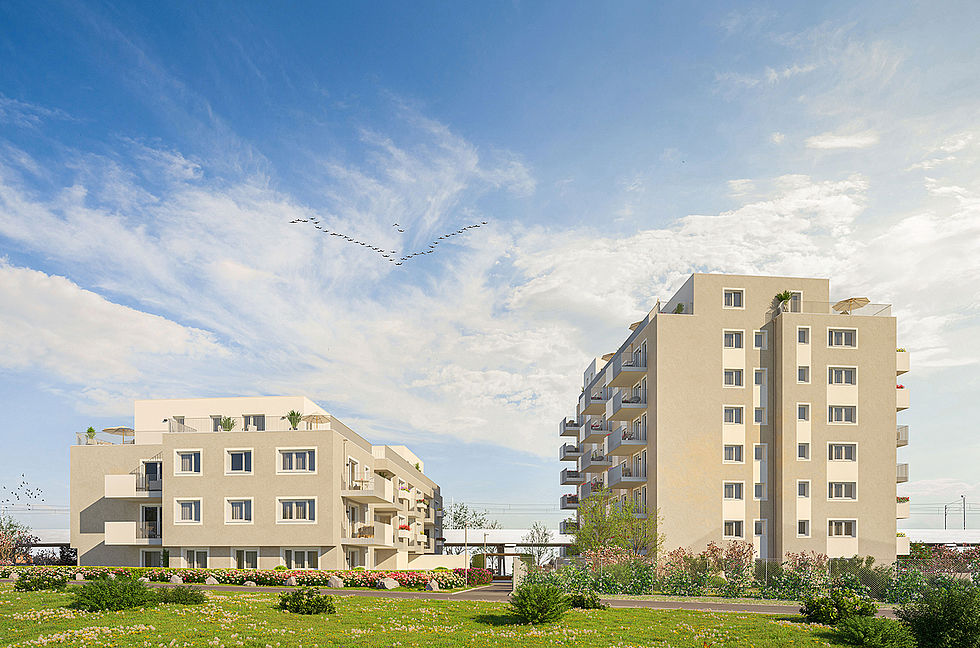 Das Mischek Neubauprojekt Garten-Städtchen-22 nahe der Raffenstättergasse in Wien 22.