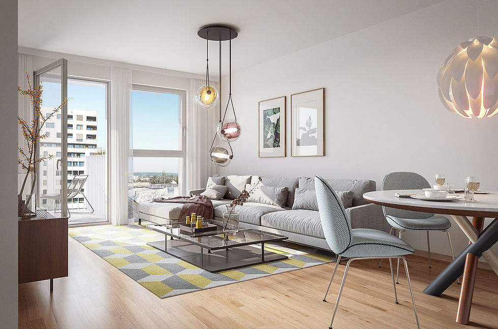 Das Mischek Neubauprojekt Living Point No. 12 wird über das nachhaltige Heizsystem AKTIV+ verfügen.