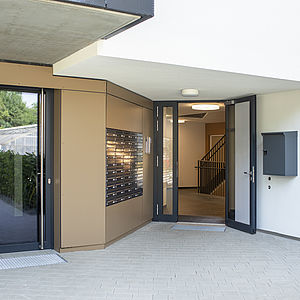 Das in der Kugelmanngasse 1A von Mischek Bauträger erbaute Wohnhaus von außen.