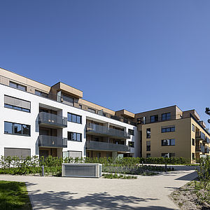 Das in der Kugelmanngasse 1A von Mischek Bauträger erbaute Wohnhaus von außen.