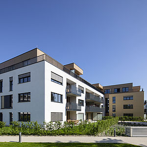 Das in der Kugelmanngasse 1A von Mischek Bauträger erbaute Wohnhaus von außen.