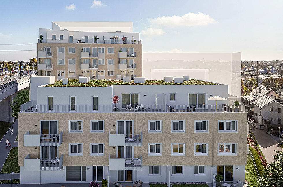 Beste Infrastruktur genießen die künftigen Bewohnerinnen und Bewohner der Mischek Wohnhausanlage Garten-Städtchen-22 im 22. Bezirk.