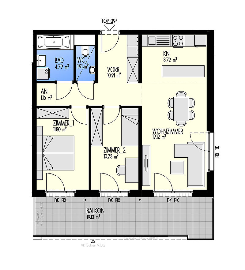 Durchdachte Grundrisse zeichnen die provisionsfreien Mischek Eigentumswohnungen in Wien-Donaustadt an der Adresse Marlen-Haushofer-Weg aus.